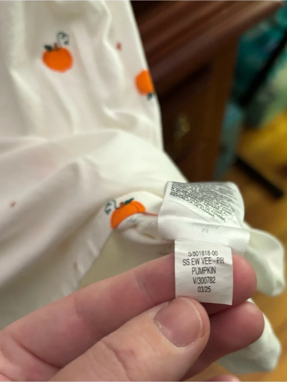 Old Navy White V-Neck Tee with Orange Pumpkin Print